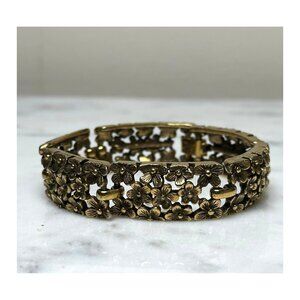 Vintage Coro Forget Me Not Flower Link Bracelet Filigree Design 1950s, Jewelry L